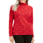 Karen Scott Blusa Feminina Manga Longa Gola Alta Estampada Vermelha Tamanho Médio