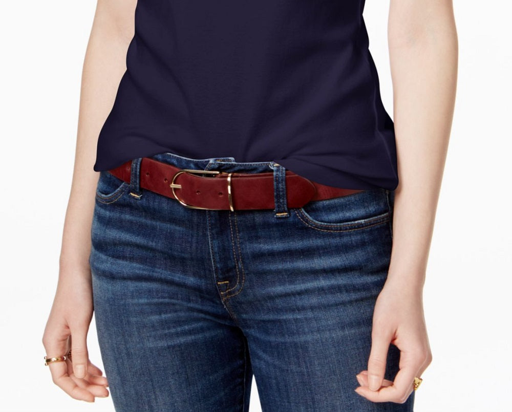 Camiseta feminina Tommy Hilfiger com decote em V, azul, tamanho grande