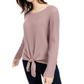 INC International Concepts Suéter Feminino Nude Manga Longa Amarrado Frontal Pulôver Rosa Tamanho X-S