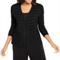 Cardigan feminino Alfani com listras texturizadas e frente aberta, preto, tamanho grande