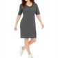 Vestido feminino Karen Scott de algodão com cadarço e gola dividida, preto, tamanho X-S