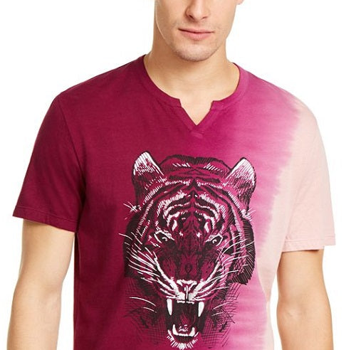 INC International Concepts Camiseta Masculina Magenta Graphic Ombre Gola Dividida Roxa Tamanho X-G
