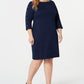 Vestido feminino Karen Scott com decote canoa e tachas, azul, tamanho pequeno