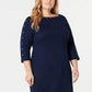 Vestido feminino Karen Scott com decote canoa e tachas, azul, tamanho pequeno