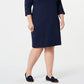 Vestido feminino Karen Scott com decote canoa e tachas, azul, tamanho pequeno