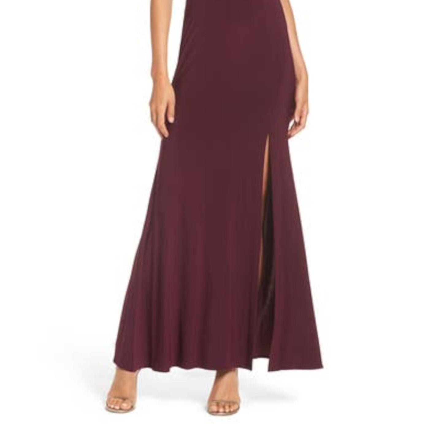 Vestido formal feminino Morgan &amp; Company com fenda lateral e ombro de fora, roxo, tamanho 9-10