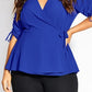Blusa feminina City Chic com manga franzida, azul, tamanho P