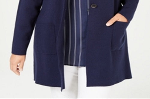 Blazer feminino plus size Charter Club azul tamanho 4X