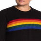 Suéter feminino Planet Gold Trendy Plus Rainbow preto tamanho 1X