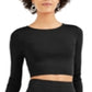 Suéter curto feminino Bar III com decote redondo e bodycon, preto, tamanho XX-G