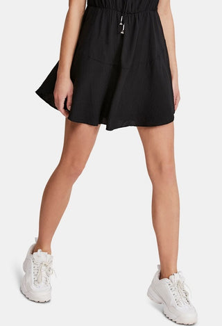 Vestido de festa curto trapézio com alças finas e decote redondo, preto, tamanho médio, da Free People Women