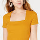 Body feminino Bar III com decote quadrado, amarelo, tamanho pequeno