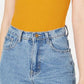 Body feminino Bar III com decote quadrado, amarelo, tamanho pequeno