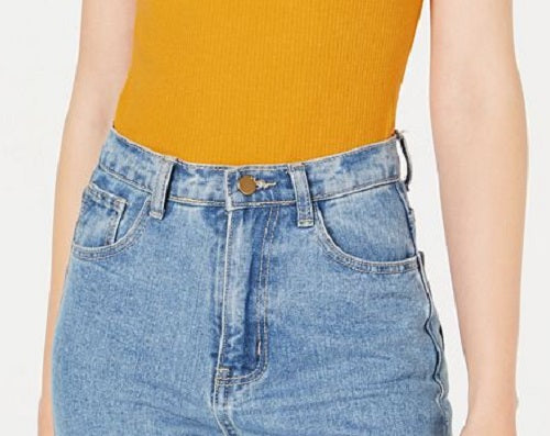 Body feminino Bar III com decote quadrado, amarelo, tamanho pequeno