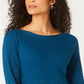 Karen Scott Suéter Feminino de Algodão com Gola Canoa Azul Tamanho P