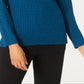 Karen Scott Suéter Feminino de Algodão com Gola Canoa Azul Tamanho P