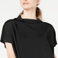 Blusa feminina Alfani com decote careca e capuz, preta, tamanho pequeno G