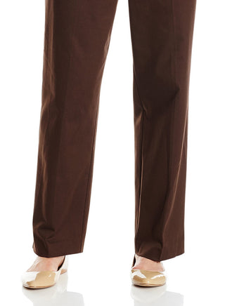 Calça feminina Alfred Dunner Classics Twill Pull-on marrom tamanho 10