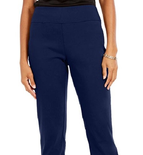 Calça feminina reta NY Collection, azul, tamanho pequeno GG