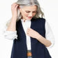 Colete Duster Feminino de Cashmere com Canelado Charter Club Azul Tamanho Médio
