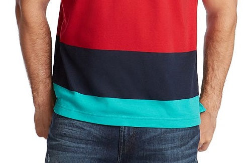 Camisa polo listrada Sail Interlock masculina Nautica, azul, tamanho XX-G