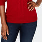 Karen Scott Suéter Feminino com Frente Aberta e Gola Falsa, Vermelho, Tamanho P
