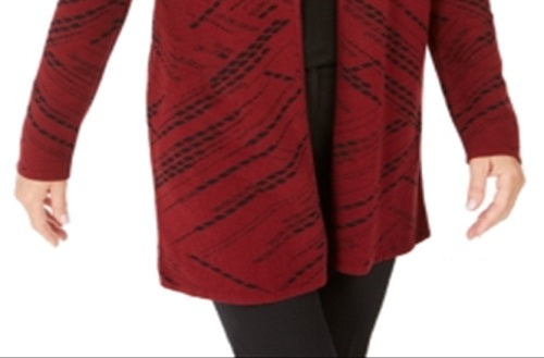 Cardigan estampado feminino JM Collection, vermelho, tamanho pequeno, médio