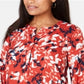 Blusa feminina estampada com pregas nas costas, tamanho XX-G, vermelha, da coleção JM