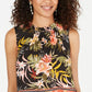 Blusa feminina com estampa floral e acabamento em borlas, preta, tamanho pequeno, da Style &amp; Co