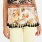 Blusa feminina com estampa floral e acabamento em borlas, preta, tamanho pequeno, da Style &amp; Co