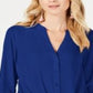 INC International Concepts Blusa feminina com botões frontais e torcidos, azul, tamanho extragrande