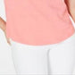 Camiseta feminina Maison Jules com decote em V e bolso aplicado, rosa, tamanho pequeno