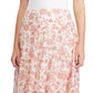 Saia plissada com corte floral e comprimento médio Ralph Lauren, tamanho 6, rosa