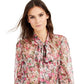 Blusa feminina transparente floral manga comprida rosa tamanho extrapequeno da INC International Concepts