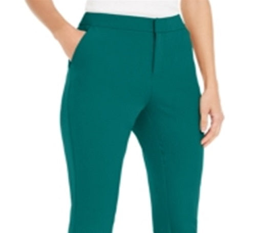 Calça feminina reta com zíper no tornozelo da INC International Concepts para usar no trabalho, verde, tamanho 6