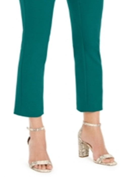 Calça feminina reta com zíper no tornozelo da INC International Concepts para usar no trabalho, verde, tamanho 6