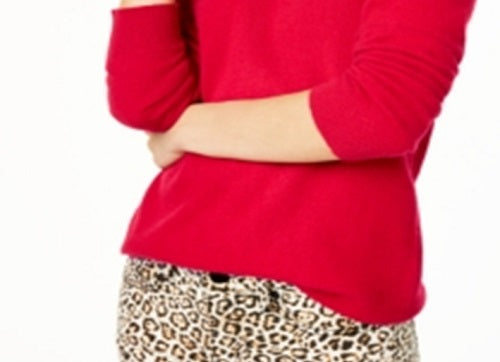 Suéter de cashmere feminino com decote em V Charter Club, vermelho, tamanho pequeno G