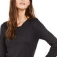 Blusa lisa com decote redondo feminina Alfani, preta, tamanho XX-G