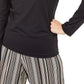 Blusa lisa com decote redondo feminina Alfani, preta, tamanho XX-G