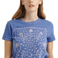 Lucky Brand Camiseta feminina de manga curta, gola redonda e bandana emoldurada, azul, tamanho X-S