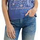 Lucky Brand Camiseta feminina de manga curta, gola redonda e bandana emoldurada, azul, tamanho X-S