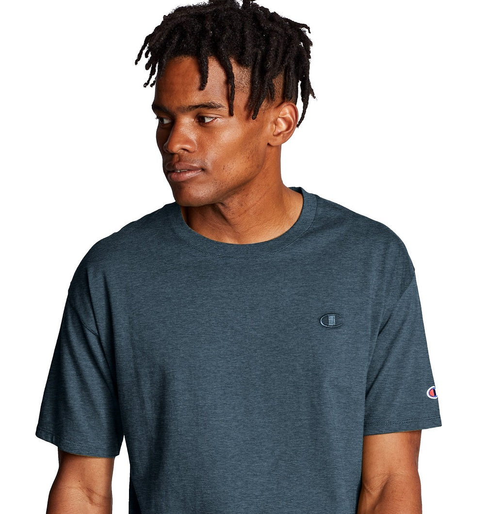 Camiseta Champion Masculina Gola Redonda Logotipo Bordado Azul Tamanho P