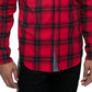 Camisa xadrez de algodão Buffalo masculina Sean John com botões, vermelha, tamanho extragrande