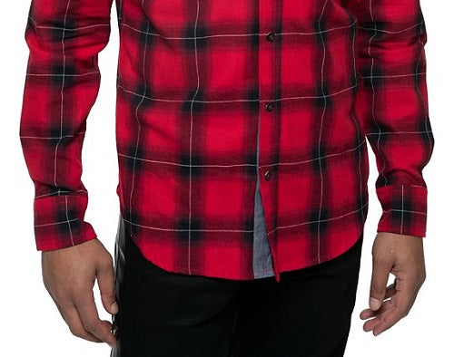 Camisa xadrez de algodão Buffalo masculina Sean John com botões, vermelha, tamanho extragrande