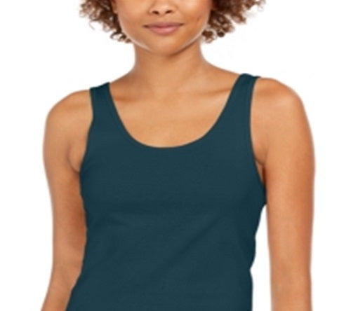 Regata feminina de algodão estilo &amp; co, verde, tamanho extragrande