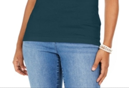Regata feminina de algodão estilo &amp; co, verde, tamanho extragrande