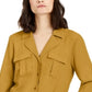 Blusa feminina com botões e estampa de mídia mista, da INC International Concepts, amarela, tamanho grande