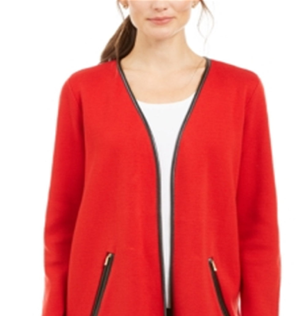 Sobretudo feminino Charter Club, vermelho, tamanho pequeno, extragrande