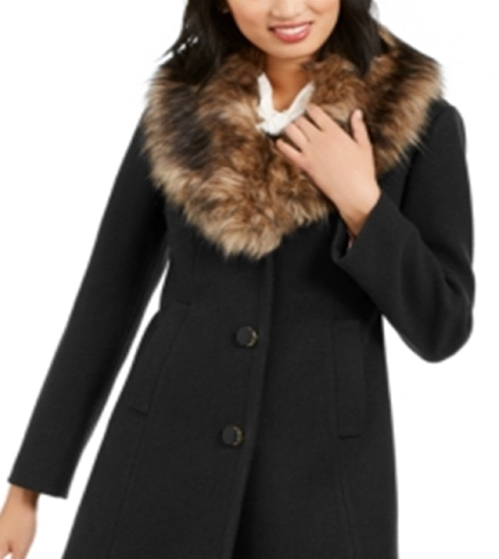 Kate Spade New York Casaco Feminino com Acabamento em Pele Sintética Preto Tamanho X-S
