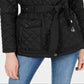 Casaco acolchoado com cinto feminino Michael Kors, preto, tamanho X-S
